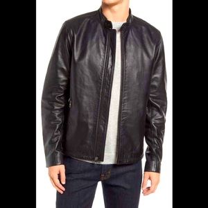 Nordstrom Leather Moto Jacket (NWT).  Mens Size L, Black. Never worn.